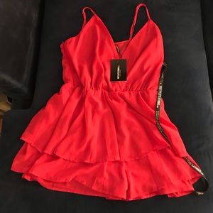 Red Layered Romper